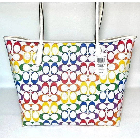 Coach Purse Signature Rainbow City Tote Bag NWT - Picture 5 of 13